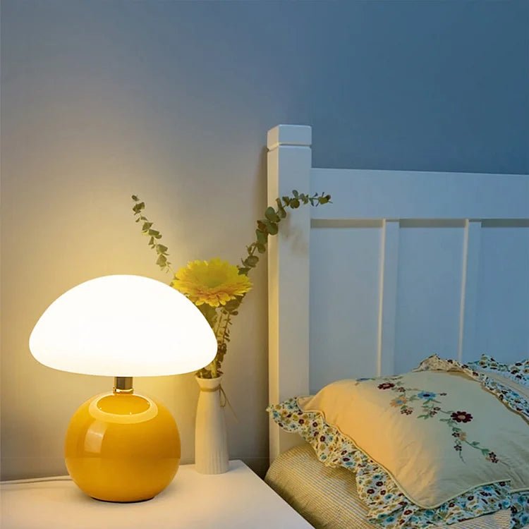 Sleek Ceramic Mushroom Table Lamp – Adjustable Light in 3 Colors