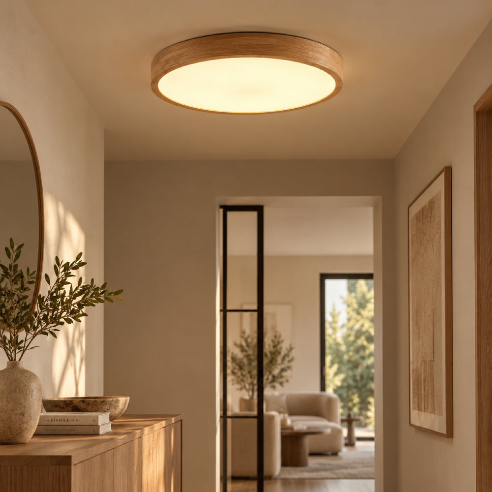 Sleek Solid Wood Ceiling Light – Dimmable and Adjustable