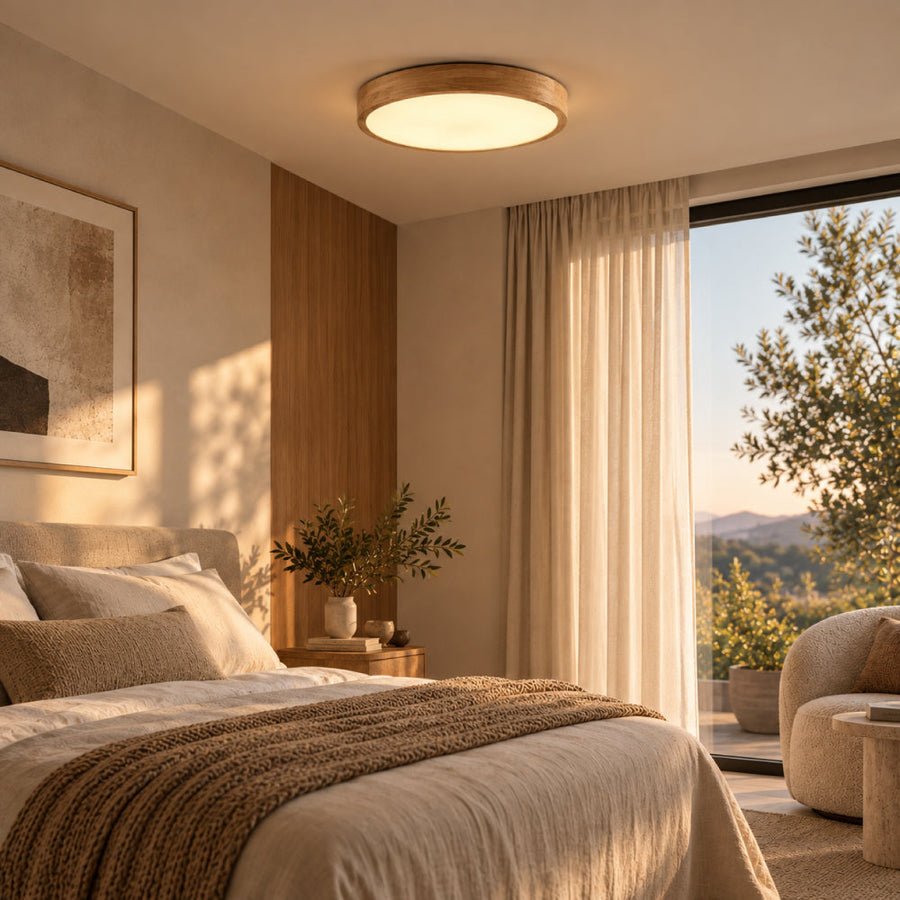Sleek Solid Wood Ceiling Light – Dimmable and Adjustable