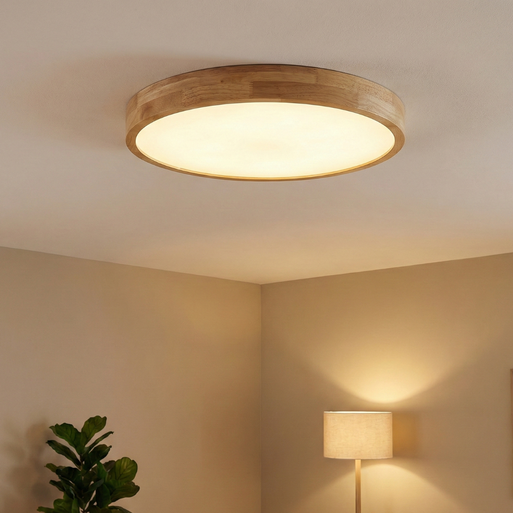 Sleek Solid Wood Ceiling Light – Dimmable and Adjustable