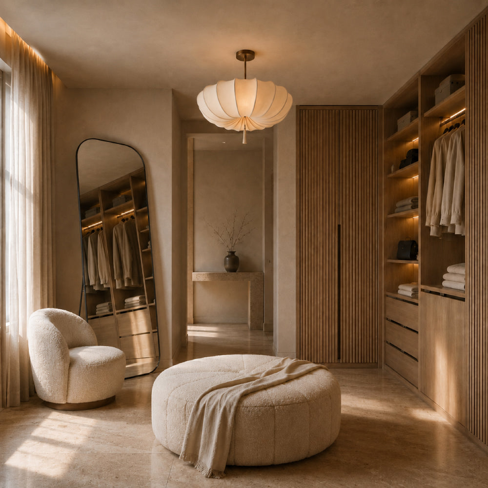 Fabric Chandelier – Layered Pleated Shade in Nordic Style