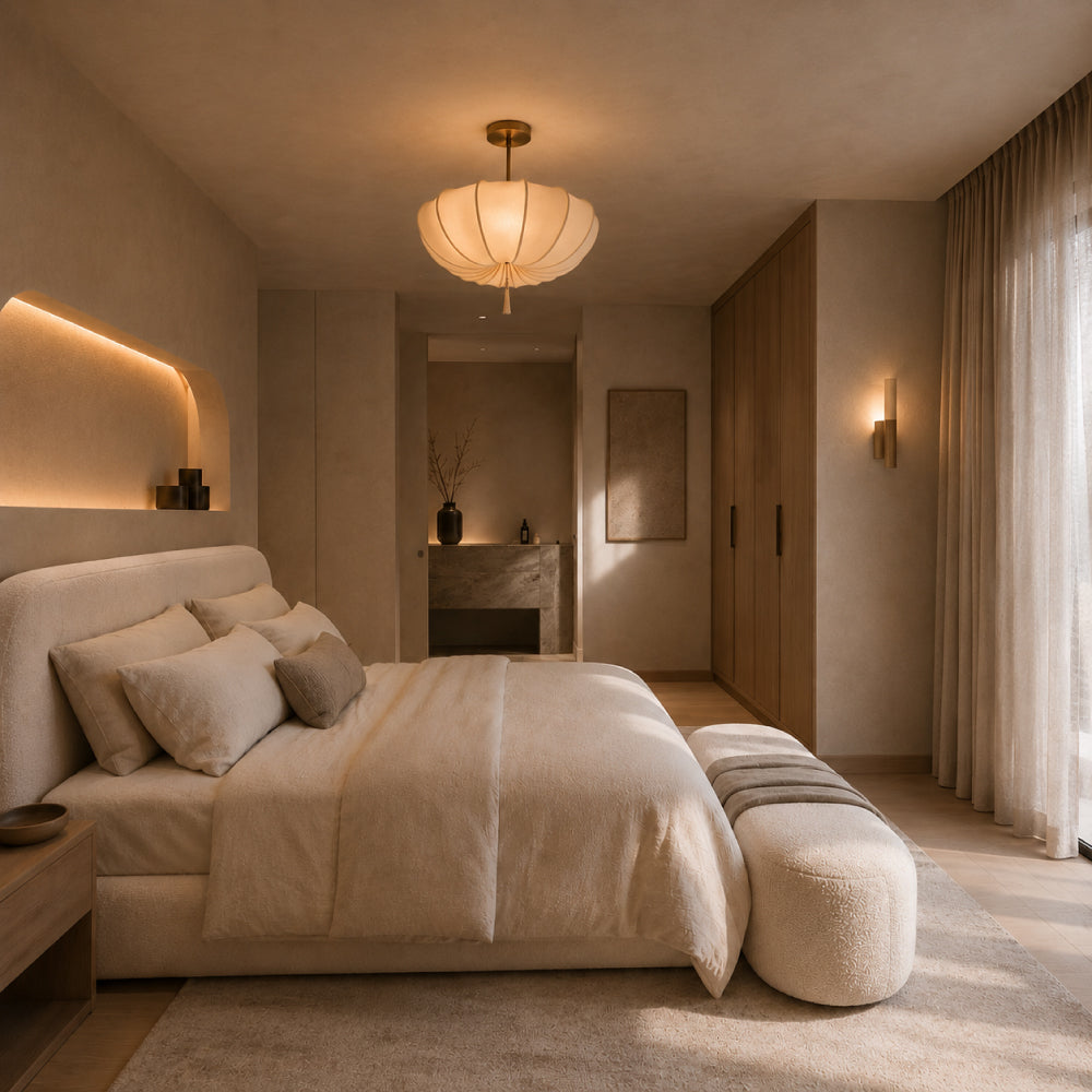 Fabric Chandelier – Layered Pleated Shade in Nordic Style