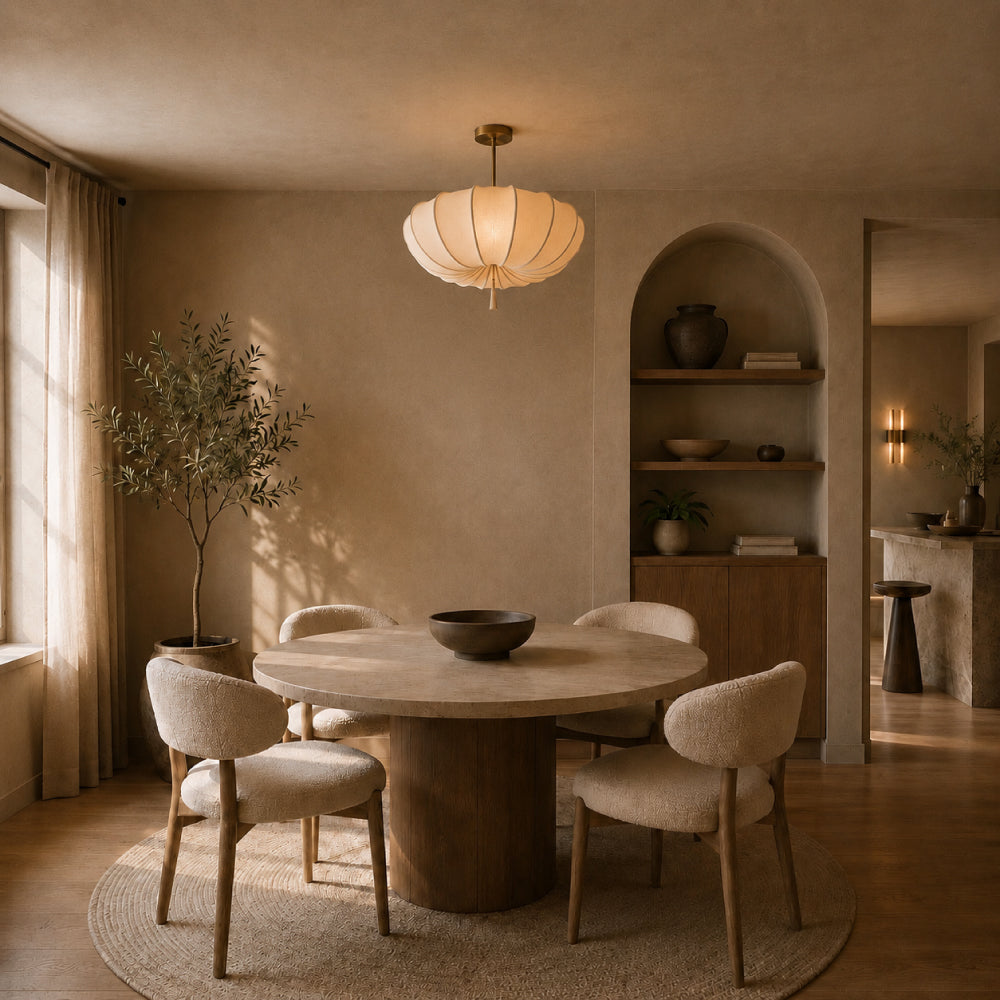 Fabric Chandelier – Layered Pleated Shade in Nordic Style