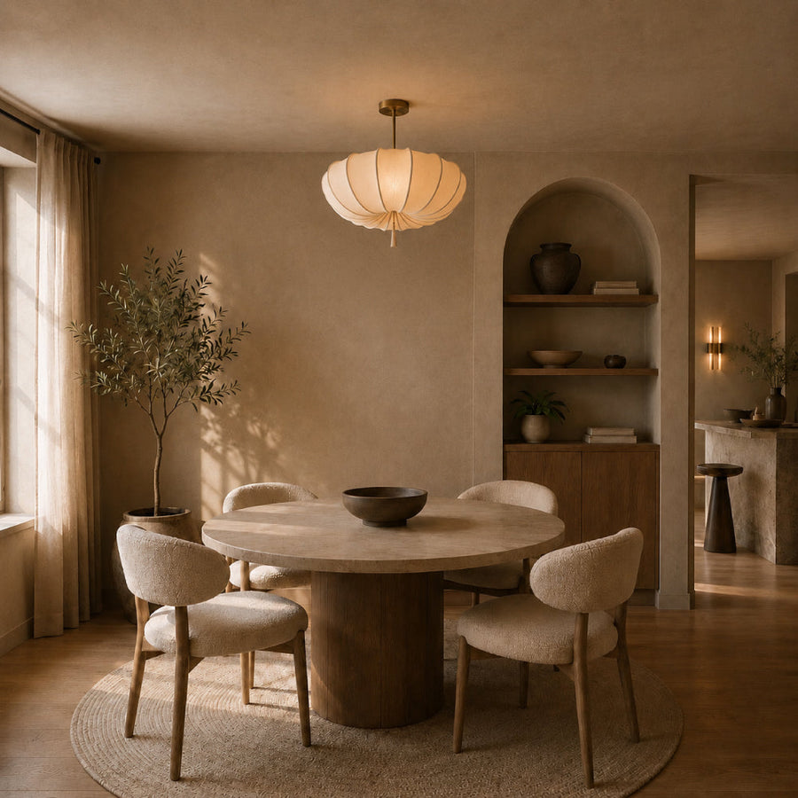 Fabric Chandelier – Layered Pleated Shade in Nordic Style