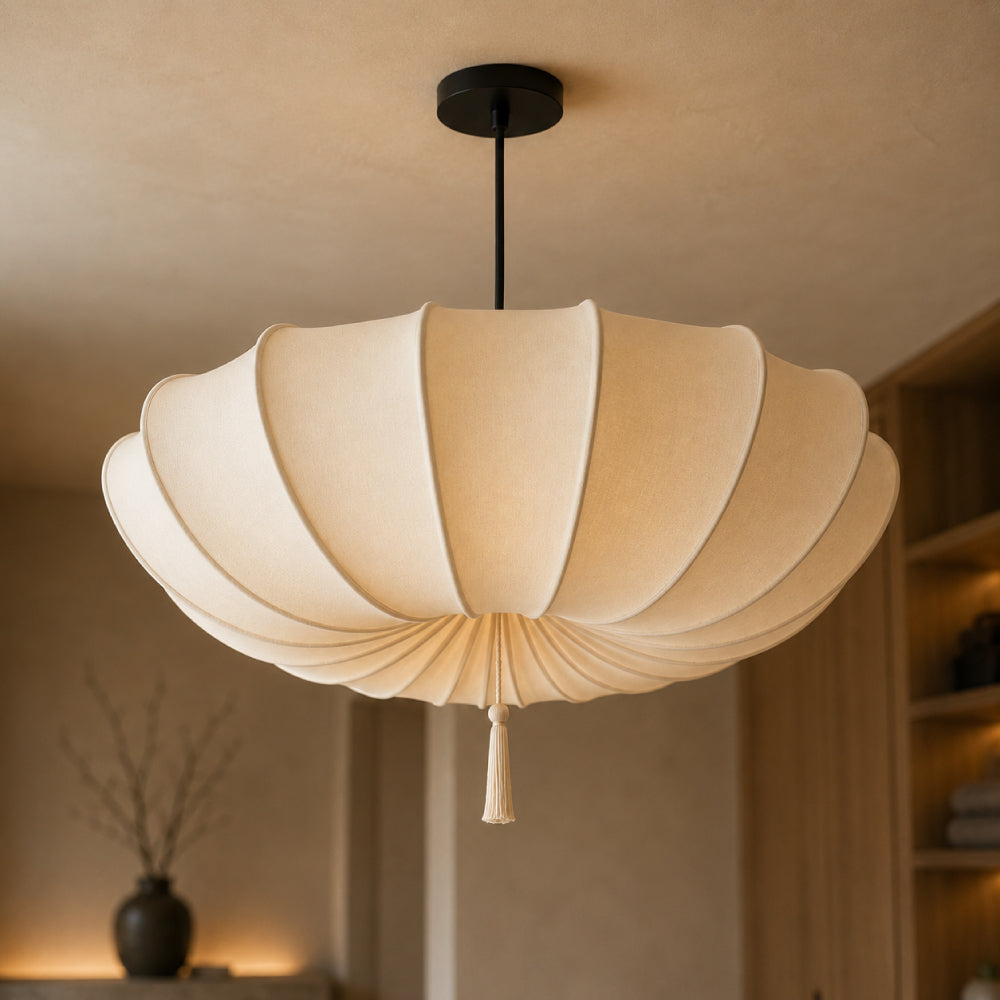 Fabric Chandelier – Layered Pleated Shade in Nordic Style