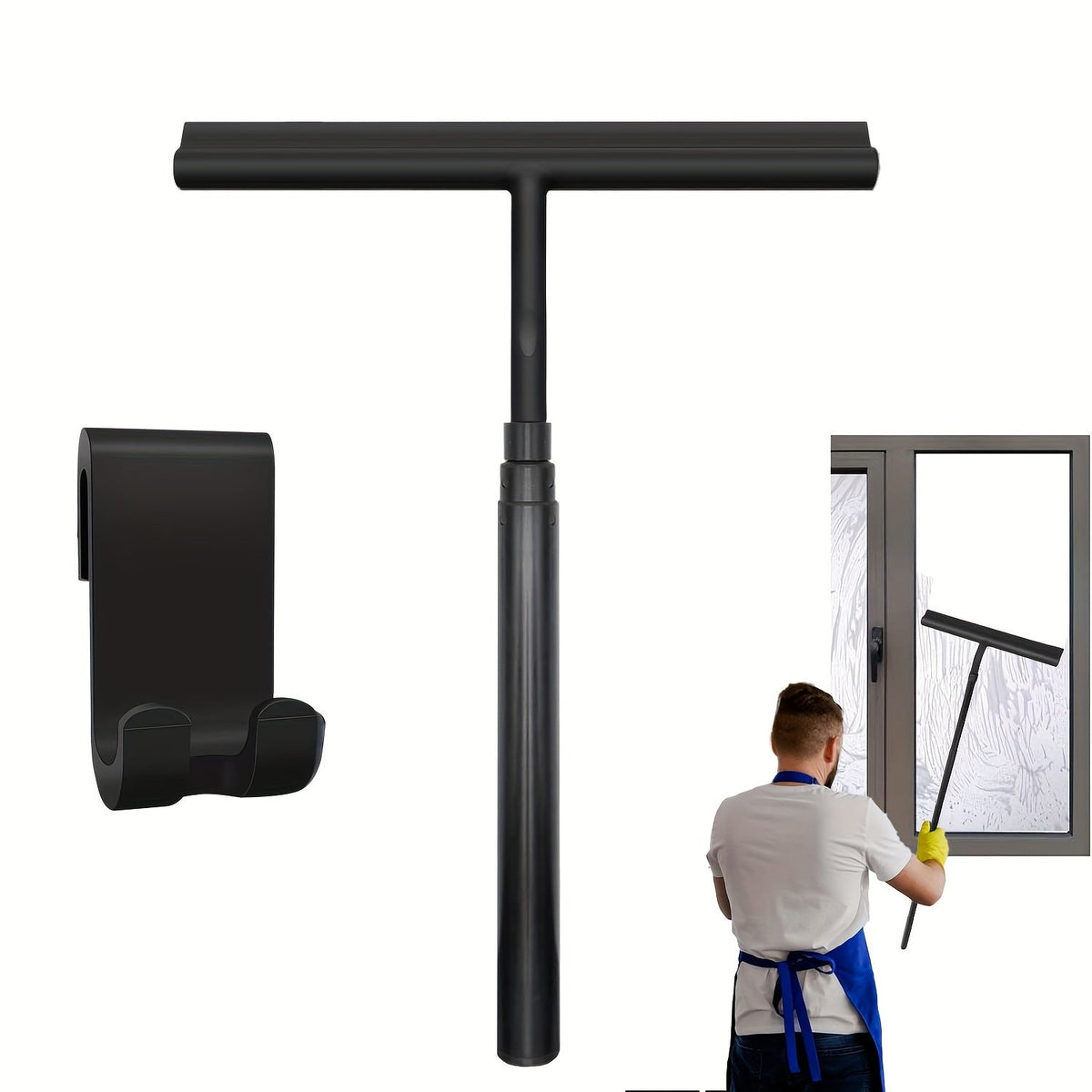 Telescopic Aluminum and Silicone Window and Shower Squeegee – Adjustable Up to 120 cm