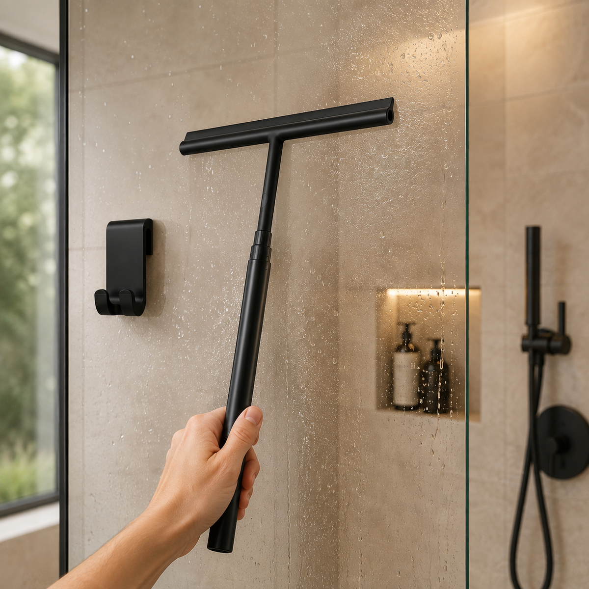 Telescopic Aluminum and Silicone Window and Shower Squeegee – Adjustable Up to 120 cm