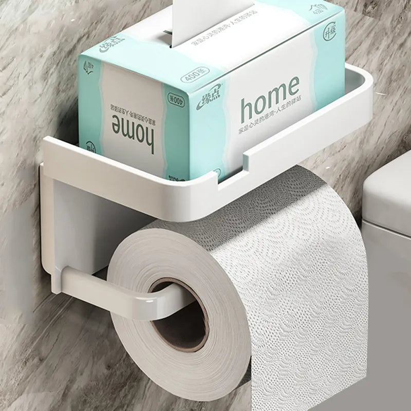 Aluminum Toilet Roll Holder with Storage Shelf – Modern Space-Saving Design