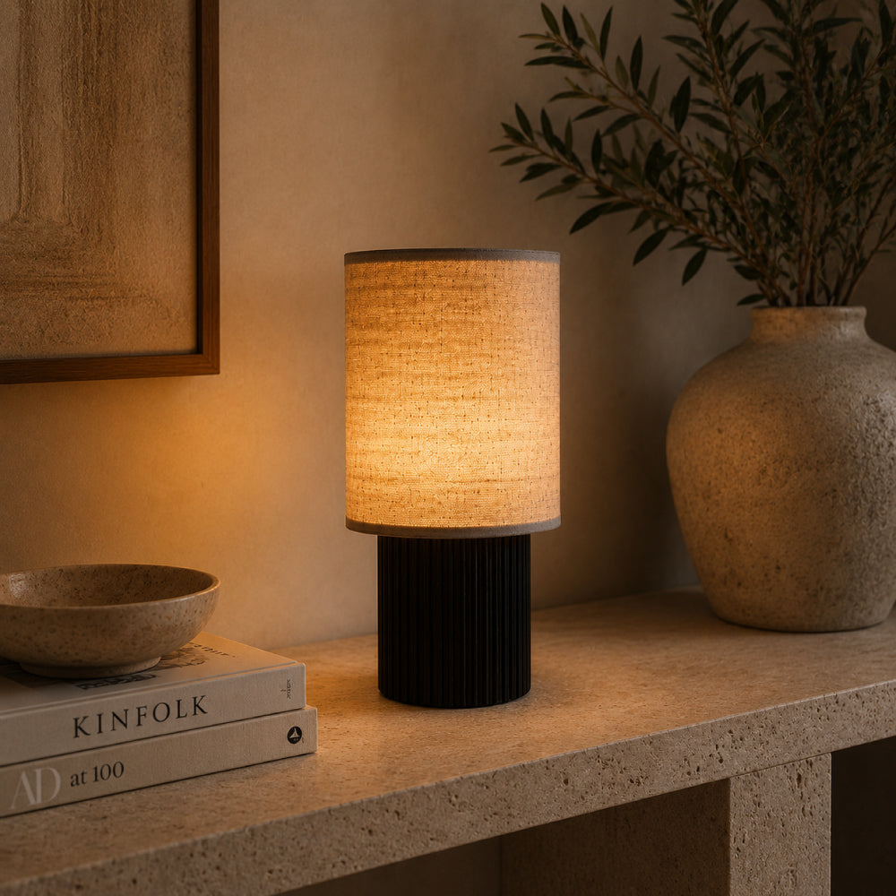 Cordless Aluminum Table Lamp – Canvas Shade with Dimmable LED