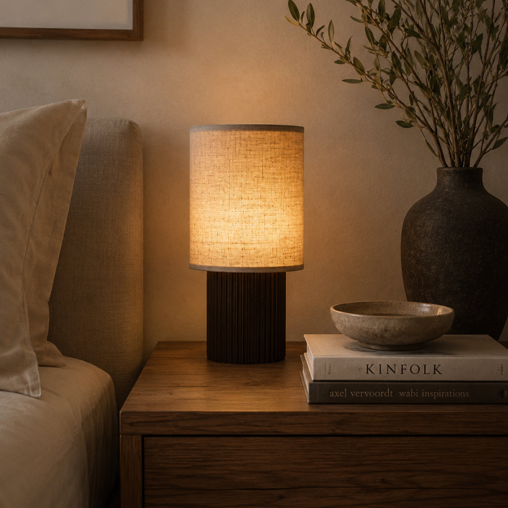 Cordless Aluminum Table Lamp – Canvas Shade with Dimmable LED