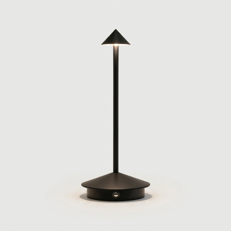 Cordless Aluminum Table Lamp – Cone Shade with Slim Silhouette
