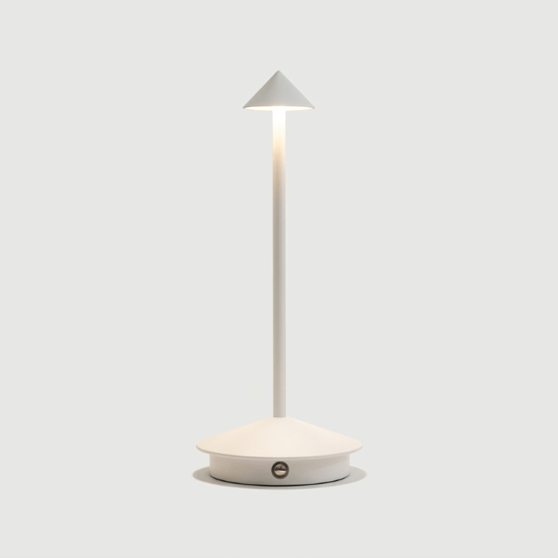 Cordless Aluminum Table Lamp – Cone Shade with Slim Silhouette