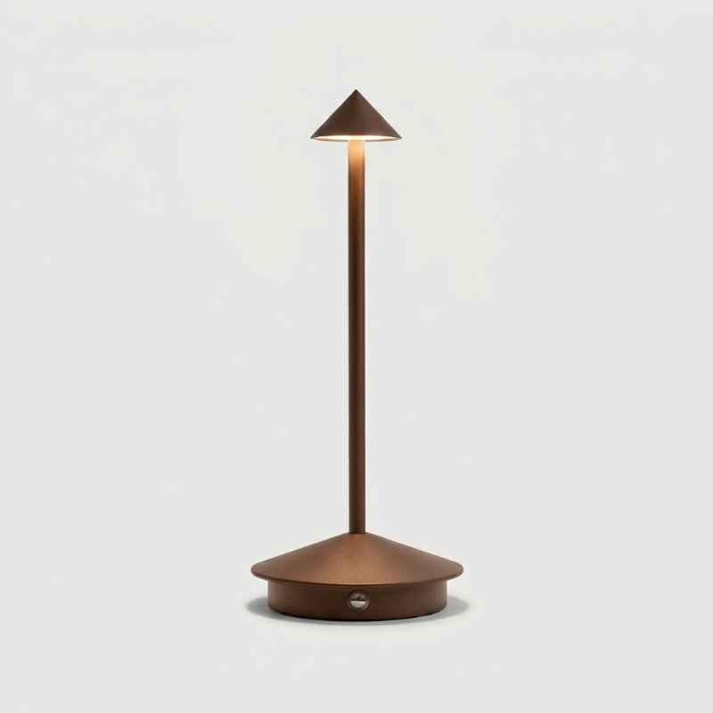 Cordless Aluminum Table Lamp – Cone Shade with Slim Silhouette