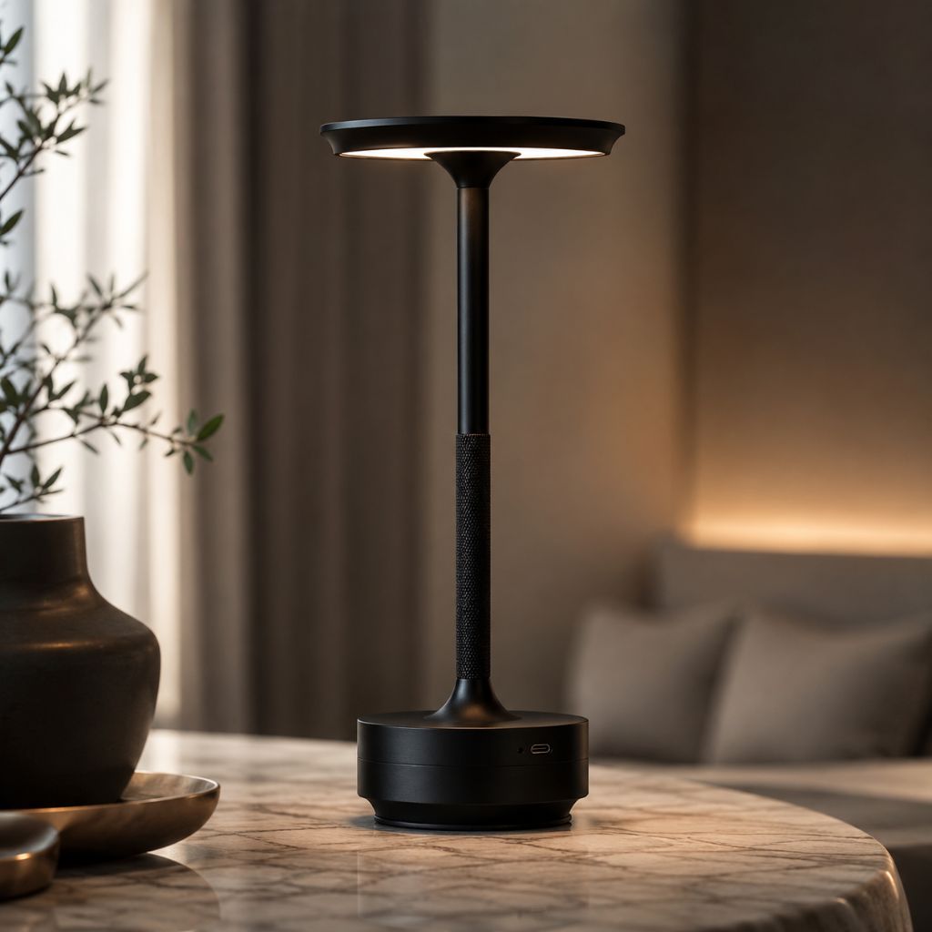 Cordless Aluminum Table Lamp – Rechargeable with Touch Control