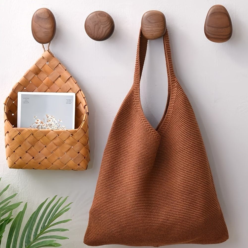 Solid Wood Wall Hooks with Organic Design and High Load Capacity