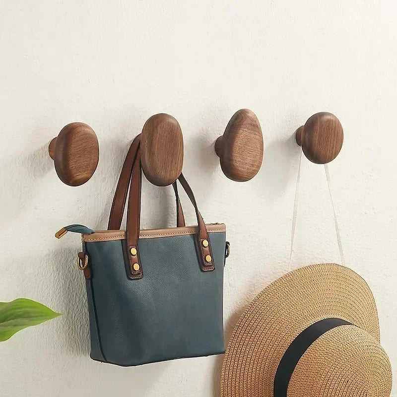 Solid Wood Wall Hooks with Organic Design and High Load Capacity