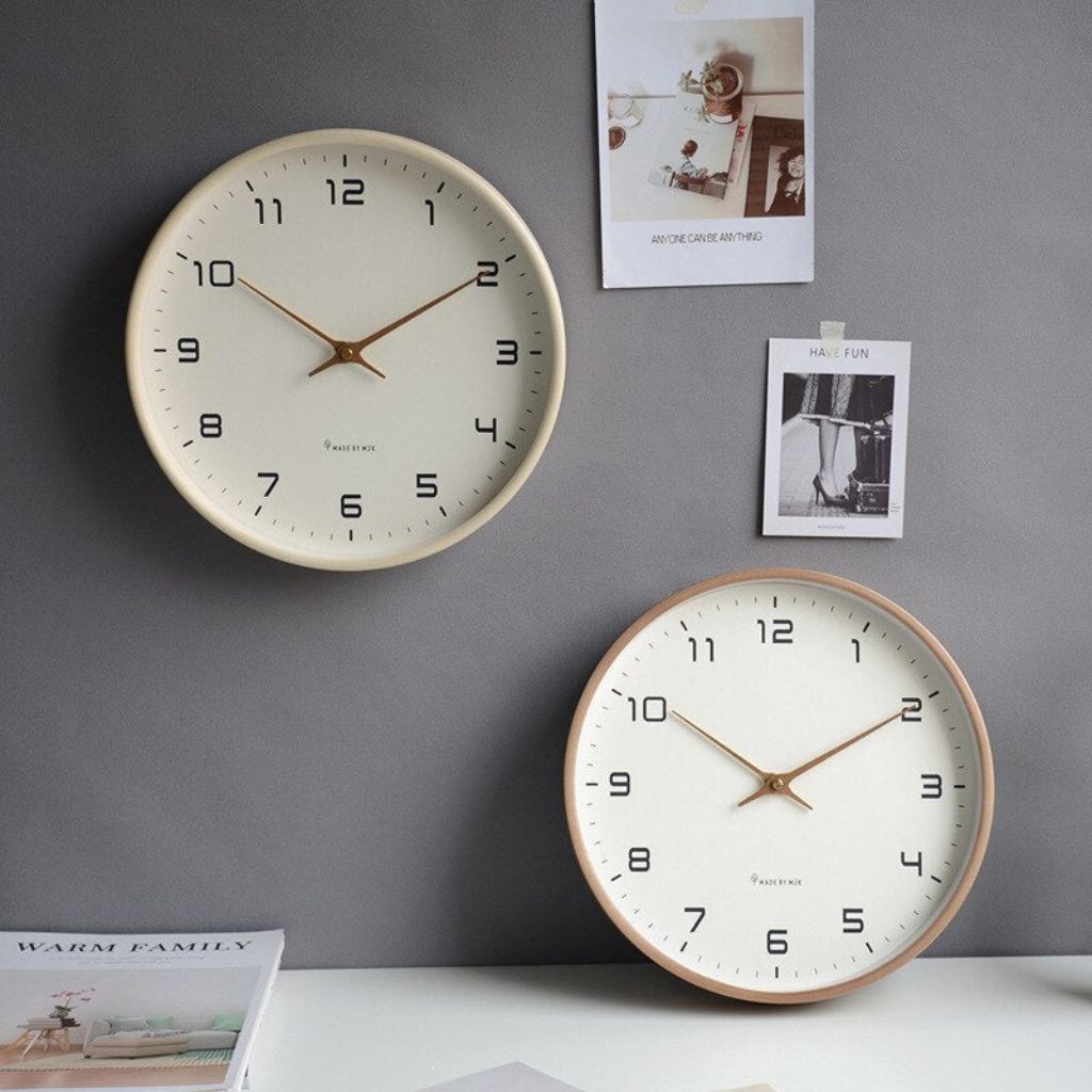 Wooden Wall Clock with Silent Quartz Movement – Minimalist Solid Wood Design