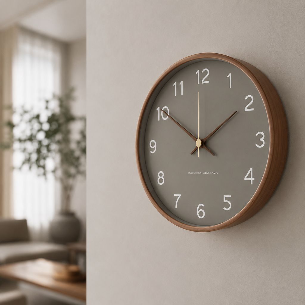 Wooden Wall Clock with Silent Quartz Movement – Minimalist Solid Wood Design