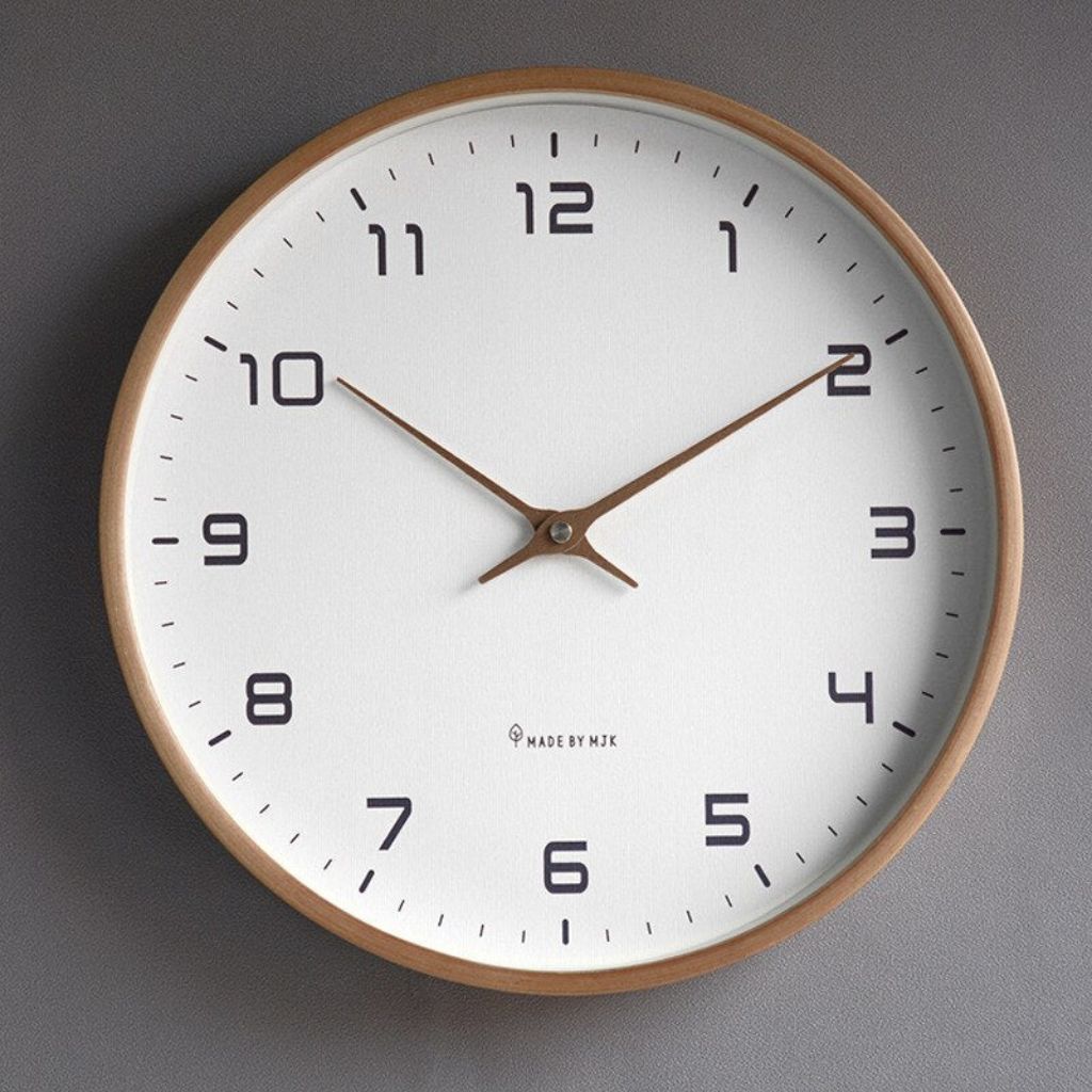 Wooden Wall Clock with Silent Quartz Movement – Minimalist Solid Wood Design
