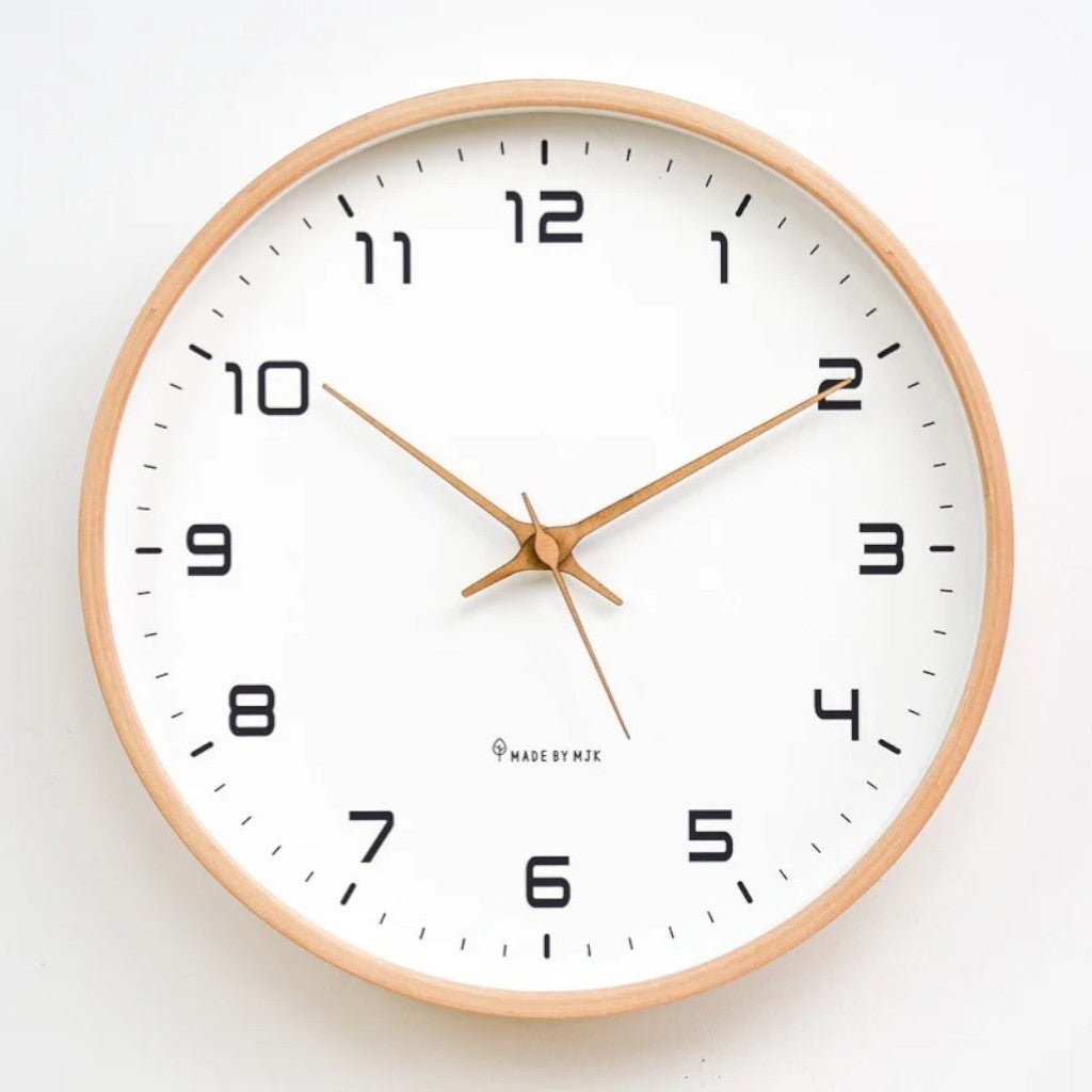 Wooden Wall Clock with Silent Quartz Movement – Minimalist Solid Wood Design