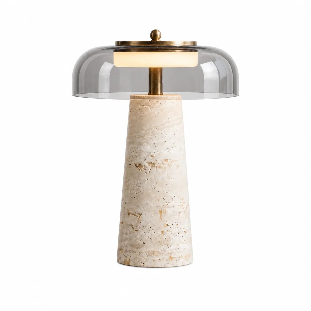 Travertine Glass Table Lamp with Organic Design and Natural Finish