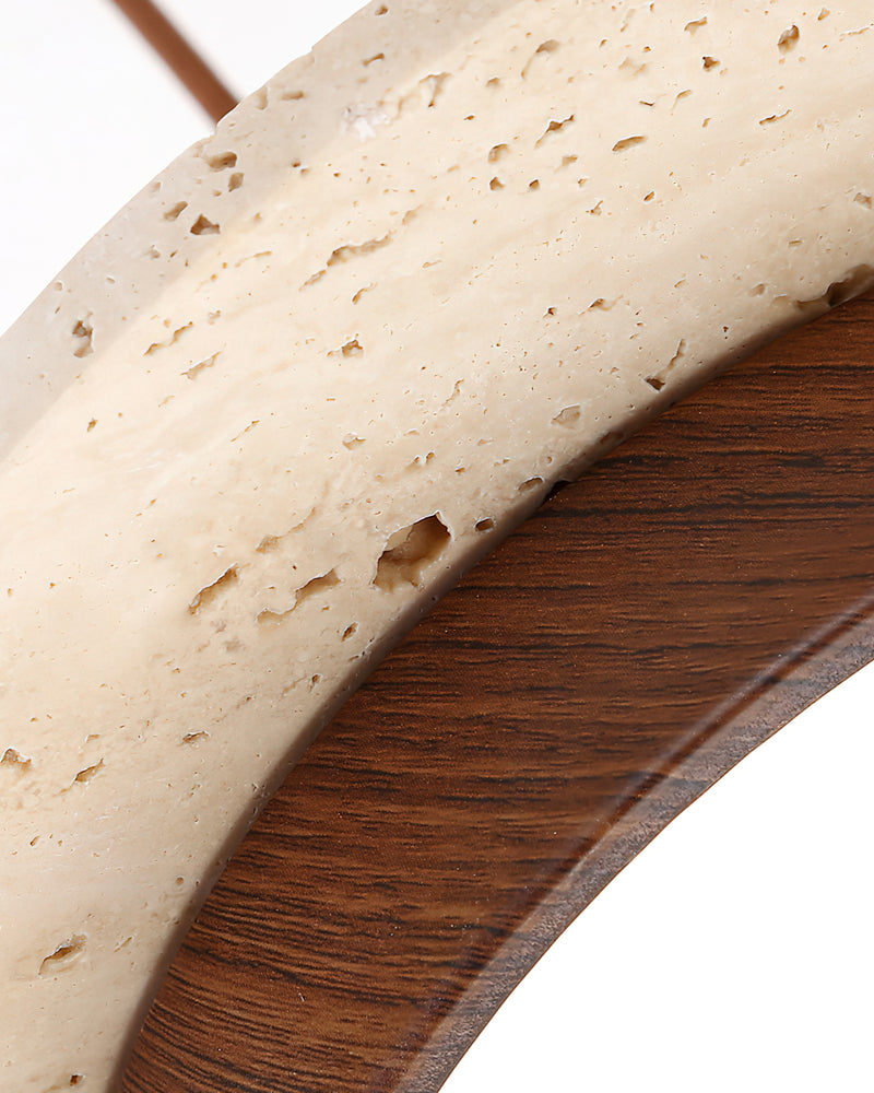 Travertine Pendant Light – Scandinavian Design with Wood Details for Dining Tables
