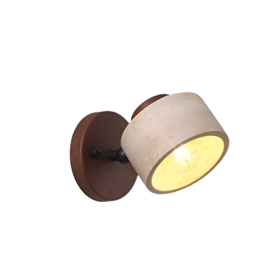Travertine Wall Light – Rotating Cylinder with Wood Detail for Elegant Interiors