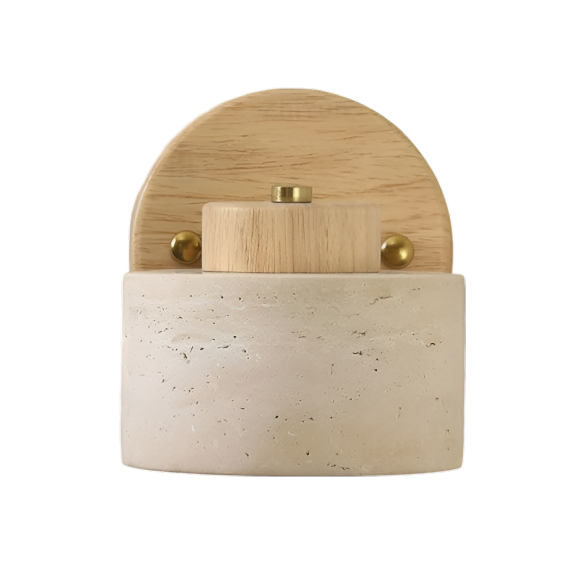 Travertine Wall Light – Rotating Cylinder with Wood Detail for Elegant Interiors