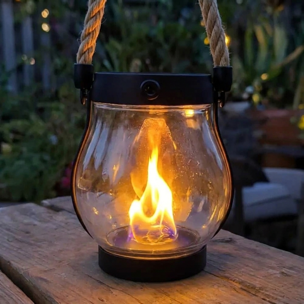 Outdoor Solar Lantern – LED with Realistic Flame Effect for the Garden