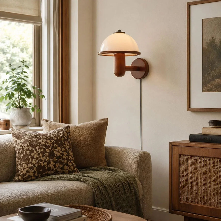 Oak Mushroom Wall Light – For Living Room and Hallway