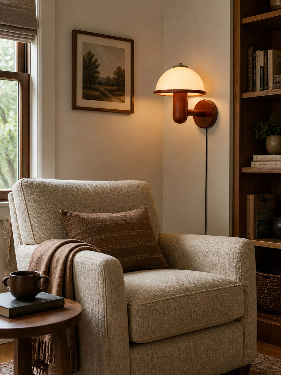 Oak Mushroom Wall Light – For Living Room and Hallway