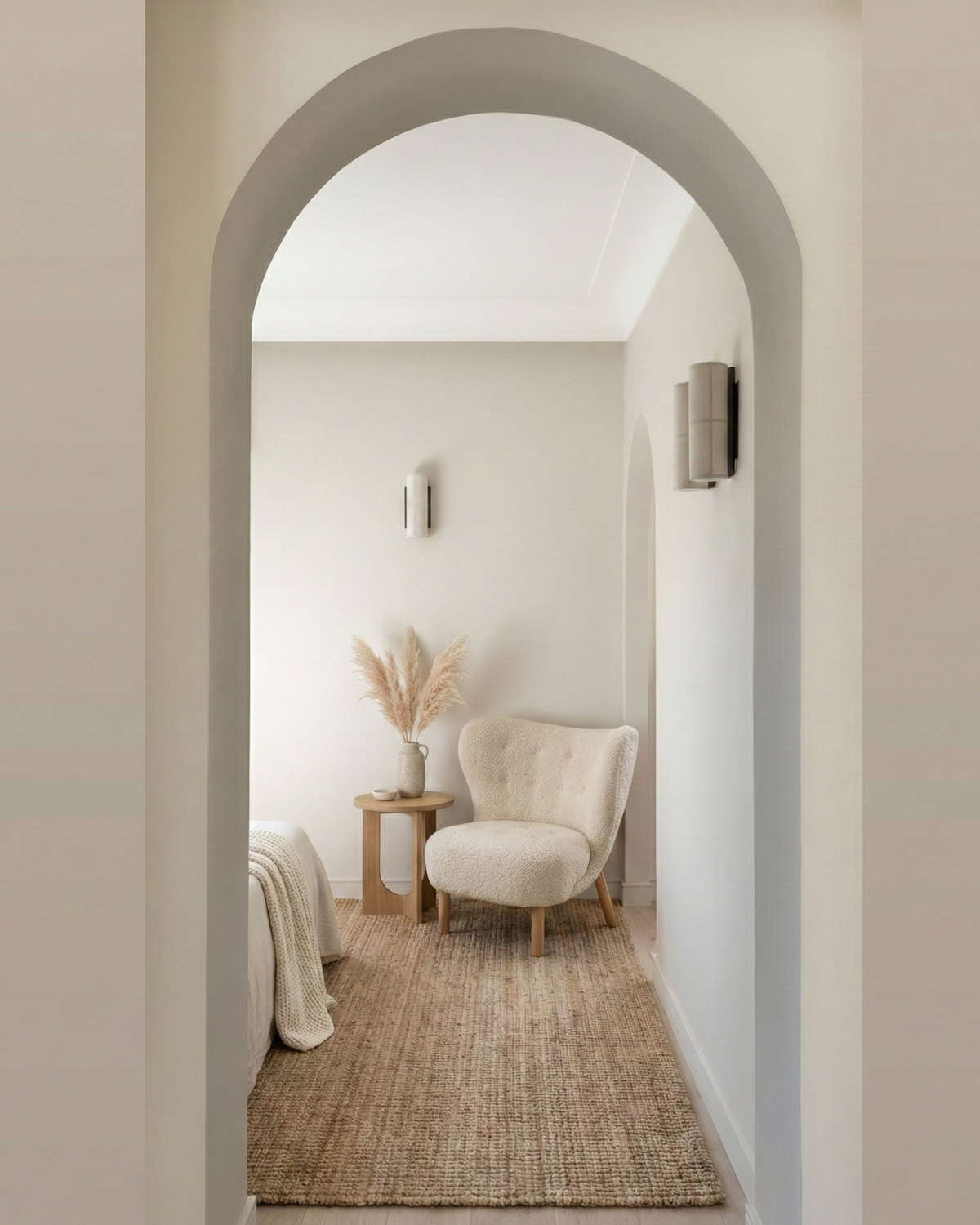 Natural Textile Wall Light – Cylindrical Shade with Black Metal Frame