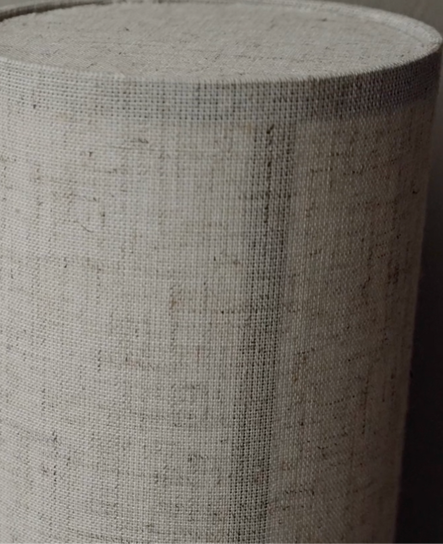 Natural Textile Wall Light – Cylindrical Shade with Black Metal Frame
