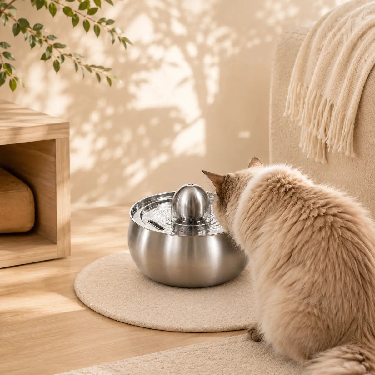 Stainless Steel Cat Water Fountain with 4L Capacity and Quiet Pump