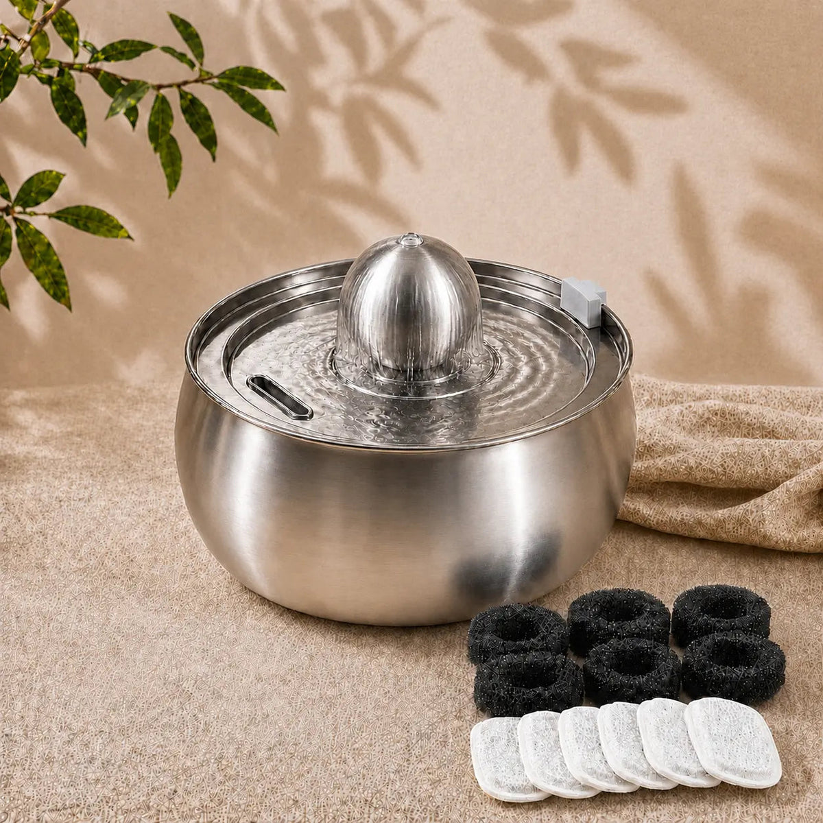 Stainless Steel Cat Water Fountain with 4L Capacity and Quiet Pump