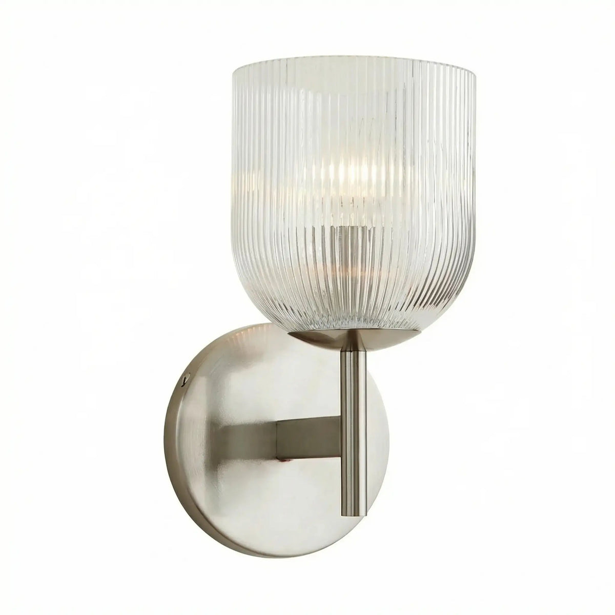 Vintage Ribbed Glass Wall Light – Elegant Brass Details for Living Rooms