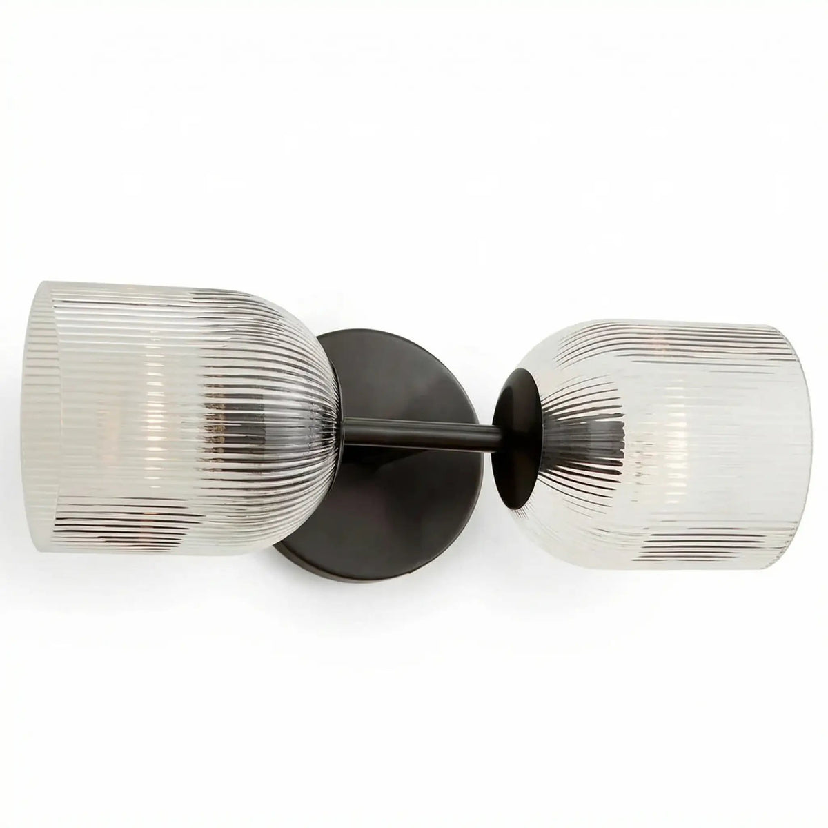 Vintage Ribbed Glass Wall Light – Elegant Brass Details for Living Rooms