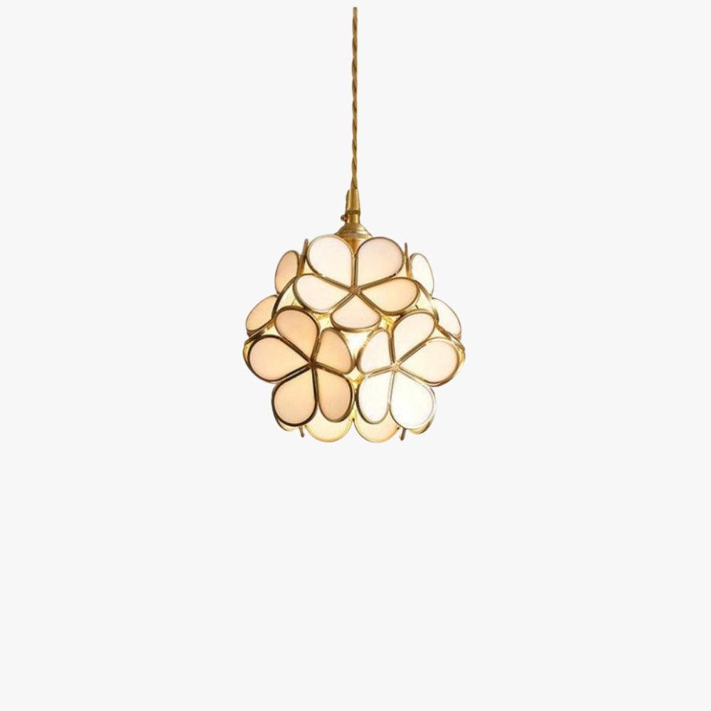 Flower-Shaped Glass Pendant with Brass Details