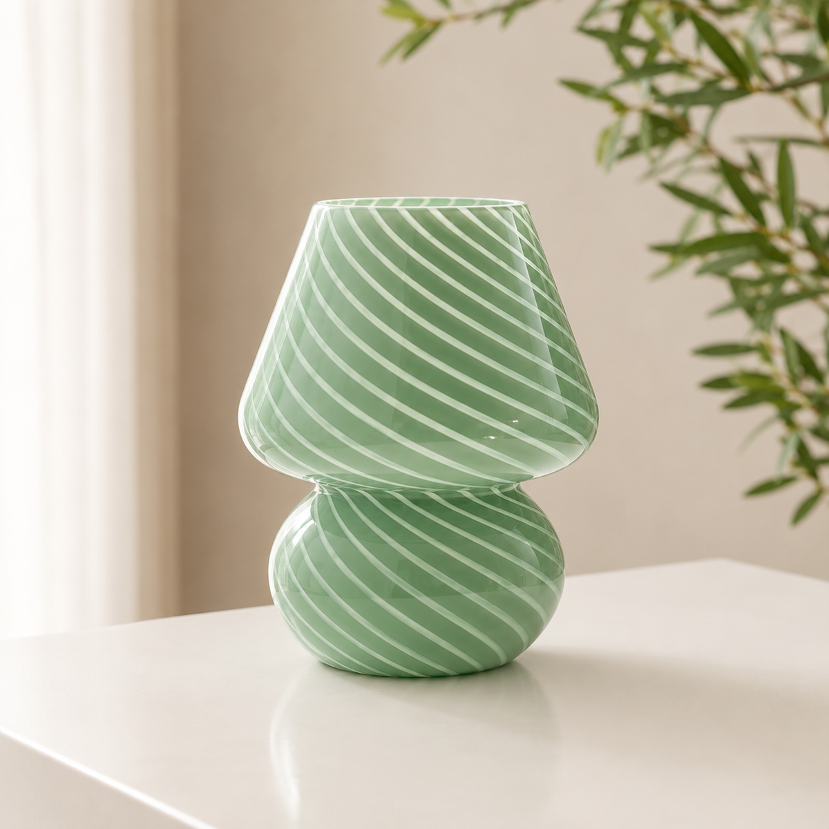 Glass Mushroom Table Lamp with Soft Ambient Light