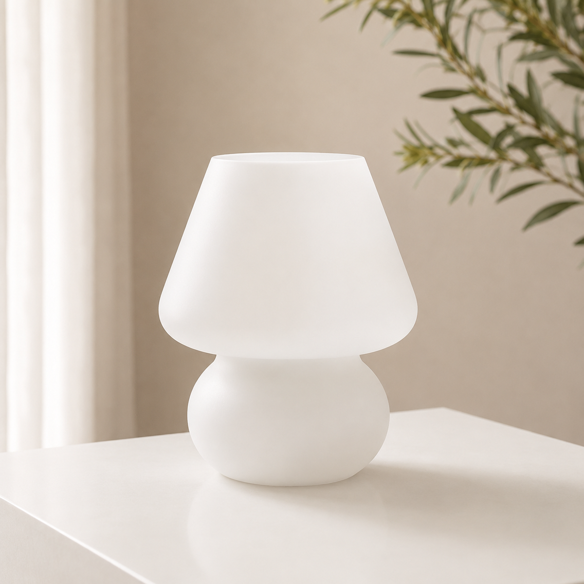 Glass Mushroom Table Lamp with Soft Ambient Light