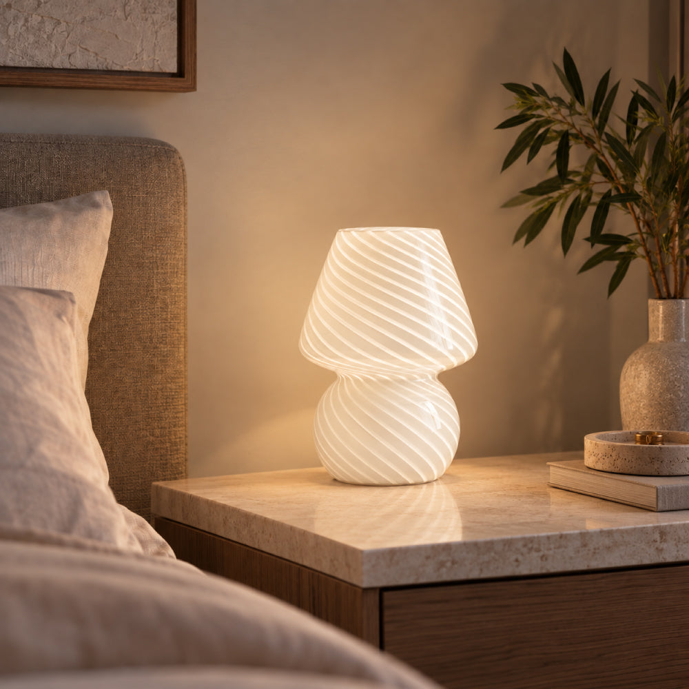 Glass Mushroom Table Lamp with Soft Ambient Light