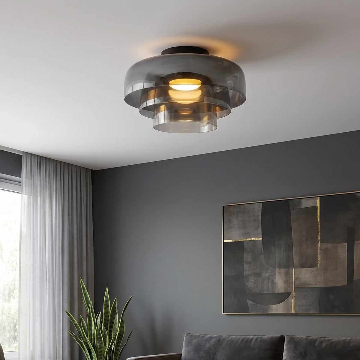 Nordic Bauhaus Glass Layered Ceiling Light