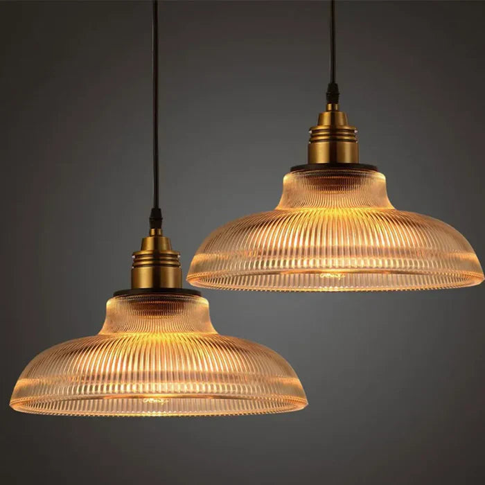 Ribbed Glass Dining Pendant Light – Elegant Design
