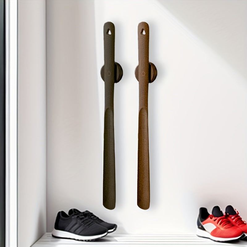 Long Minimalist Wall-Mounted Shoe Horn with Handy Storage