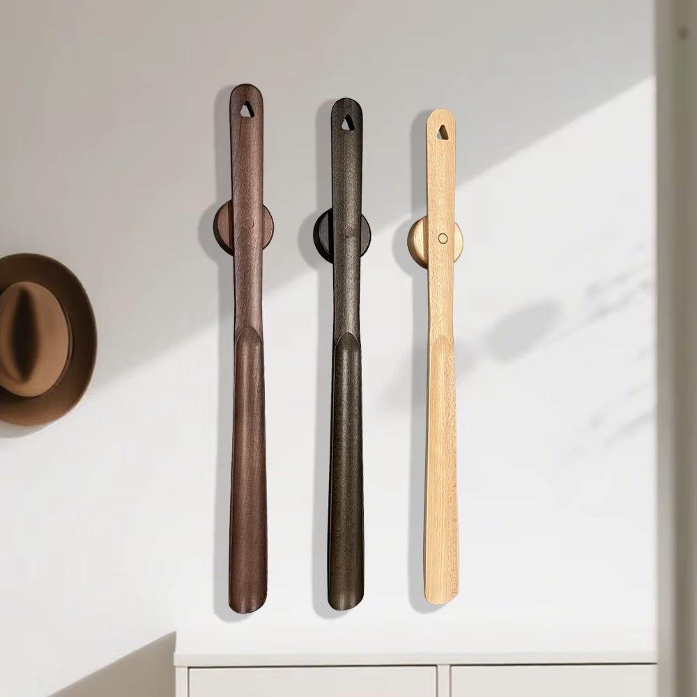 Long Minimalist Wall-Mounted Shoe Horn with Handy Storage