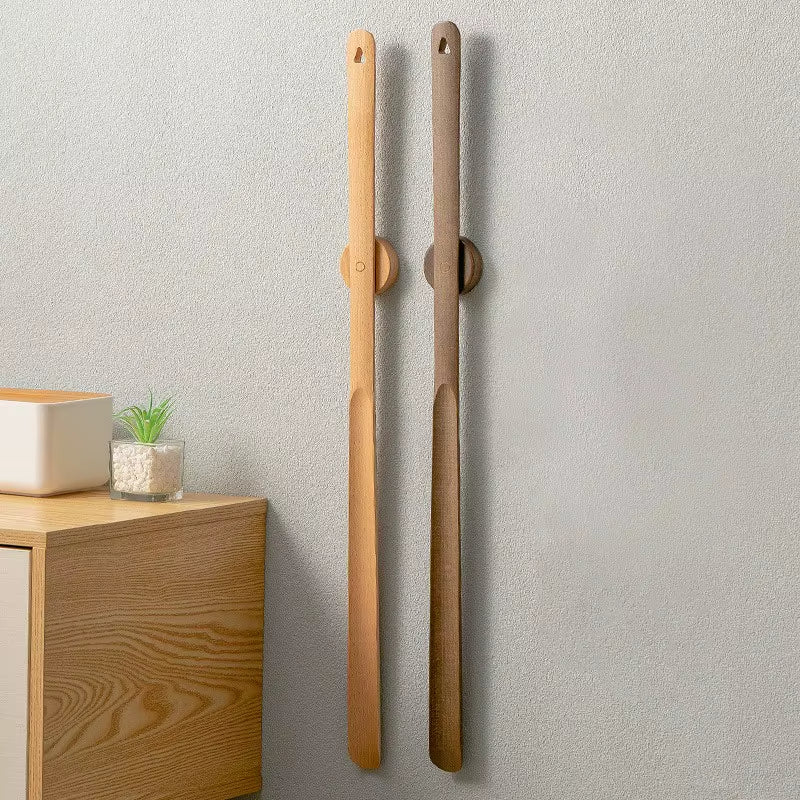 Long Minimalist Wall-Mounted Shoe Horn with Handy Storage