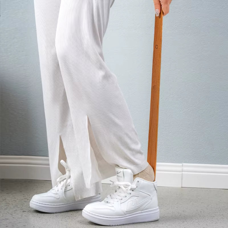 Long Minimalist Wall-Mounted Shoe Horn with Handy Storage
