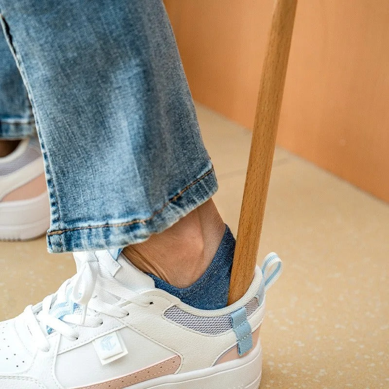 Long Minimalist Wall-Mounted Shoe Horn with Handy Storage