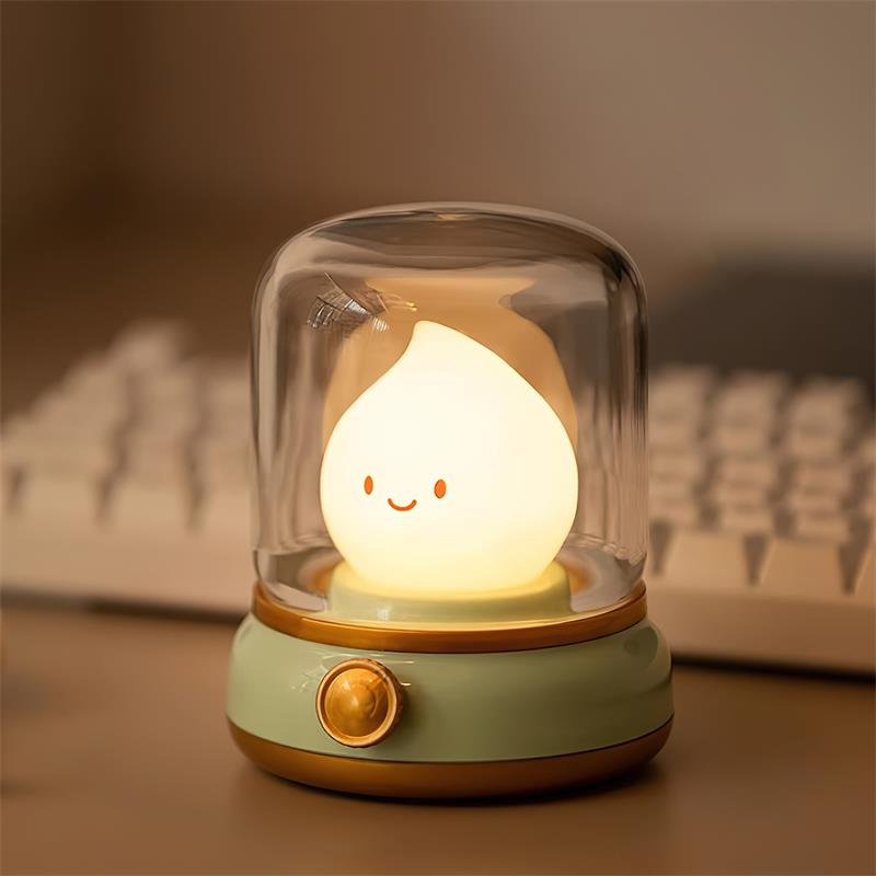 LED Bedside Lamp with Flame Effect – Touch Control and USB-C Charging