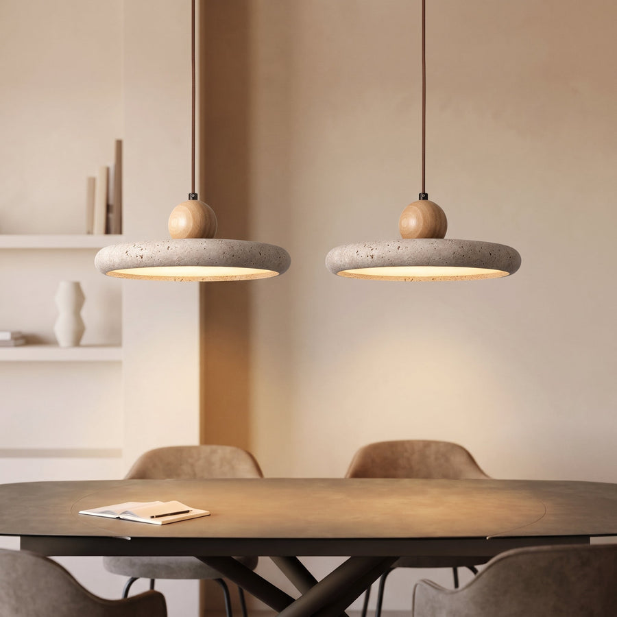 Travertine Wood Pendant Light